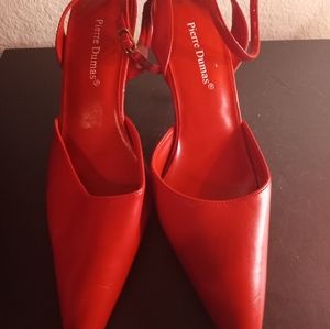 GORGEOUS Pierre Dumas Genuine Leather 9M Red Slingback Heels